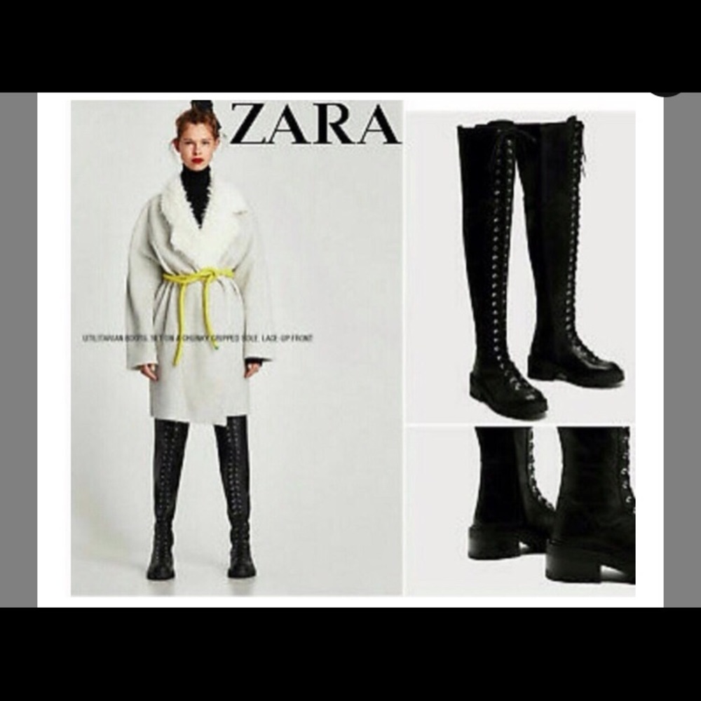 Thigh high leather Zara boots